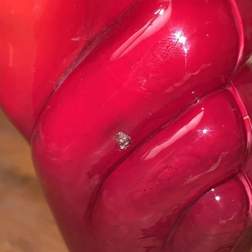 VTG Hand Holding Vase Red Glass Taiwan Republic Of China 8.75